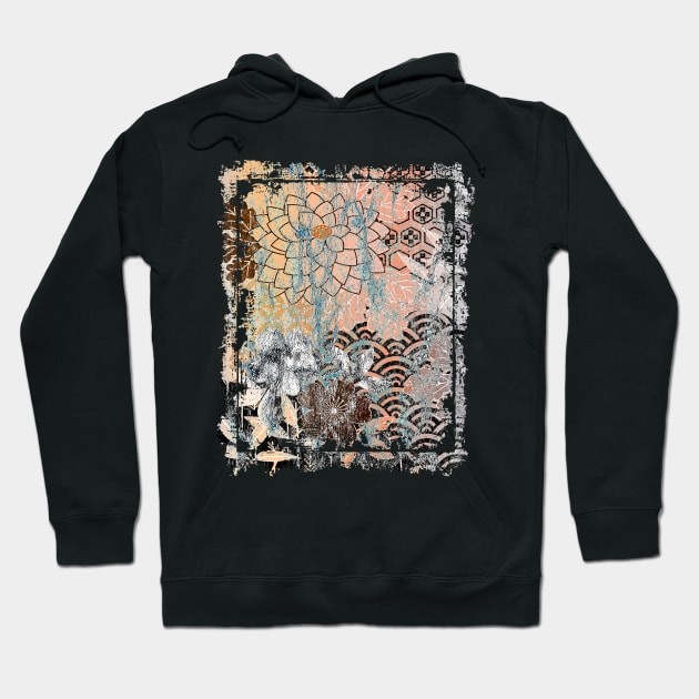 Japanese Floral Pattern Chrysanthemum Cherry Blossom Earth Tone Colors 21 Hoodie by dvongart